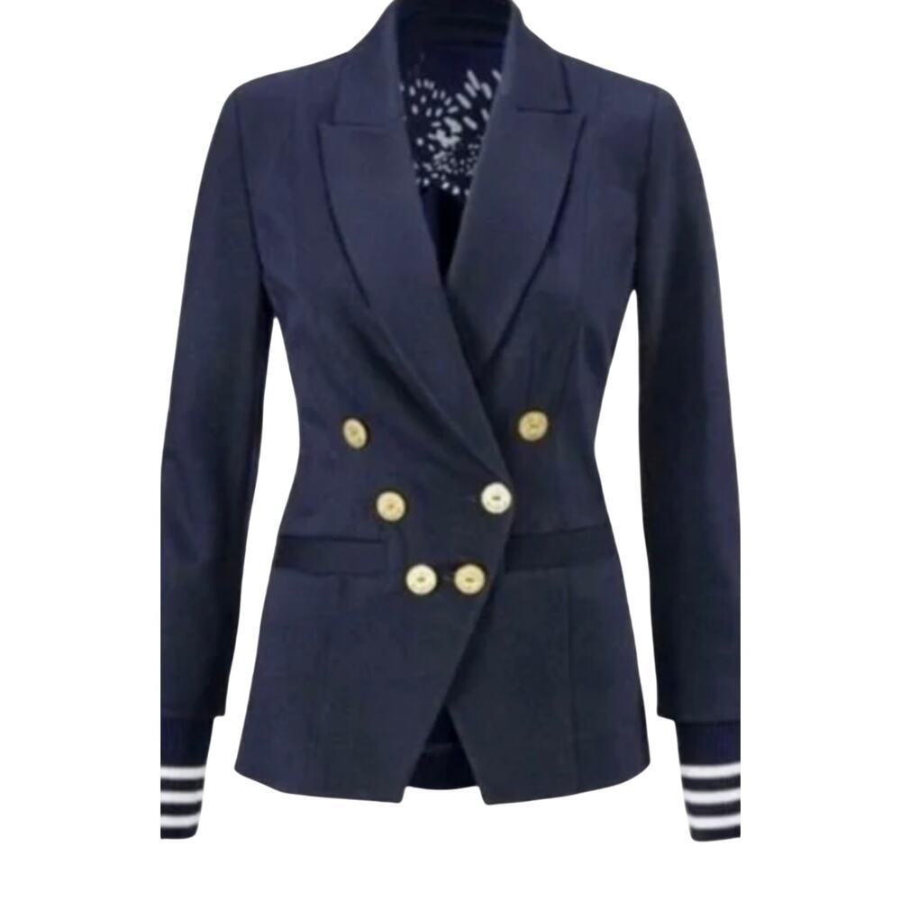 CAbi Nautical Navy Grand Slam 5150 double breasted blazer w/collar and pockets